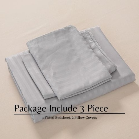 Luna Home-King Size 3 Piece Set, Bedsheet with 2 Pillow Cases, Light Gray Color