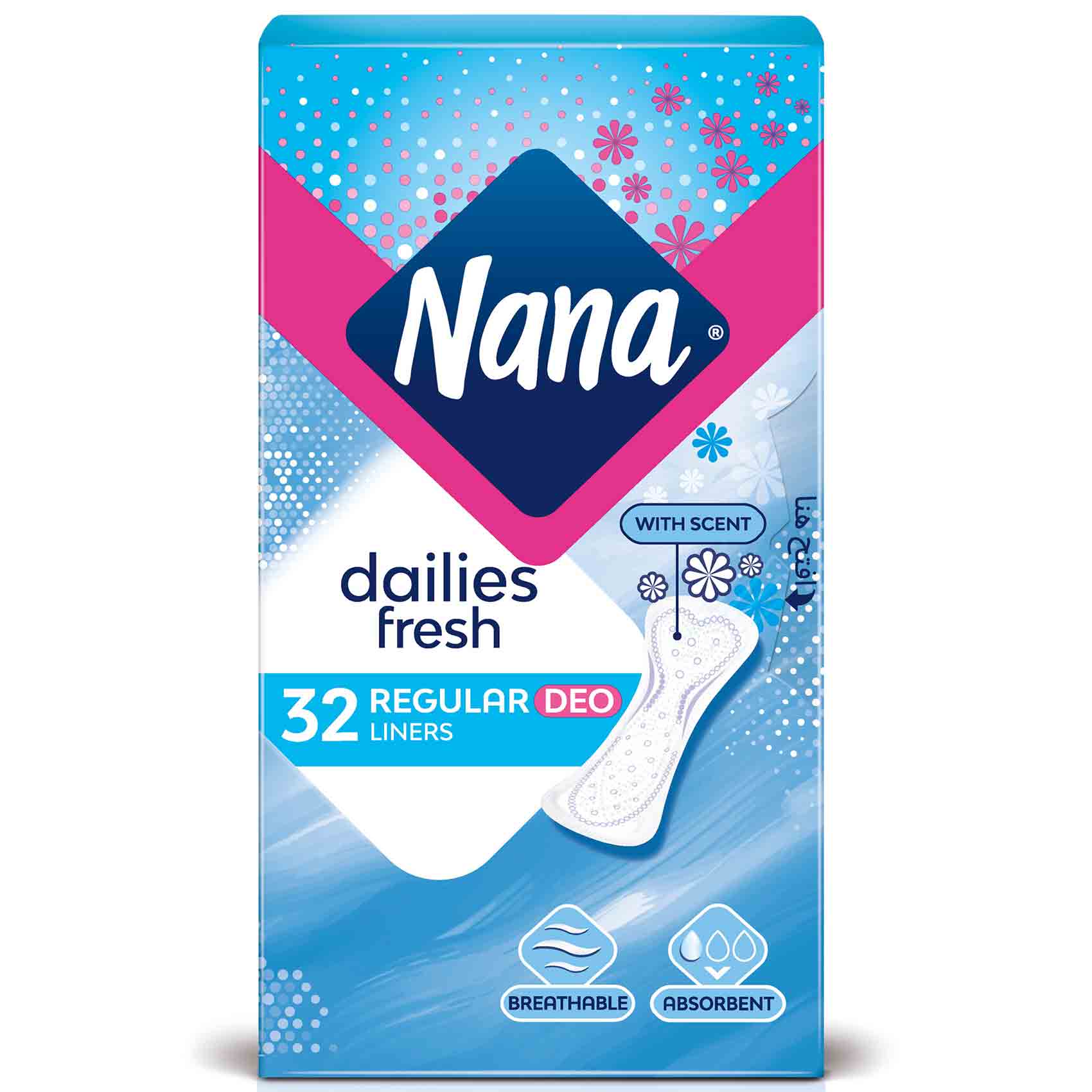 Nana Pantyliners Regular With Scent 32 Pads product thumbnail 2