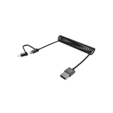 Gosh LYNK CABLE 2 in I , 1.2 Meter,Charge and  sync coiled cable with Lightning and Micro USB.