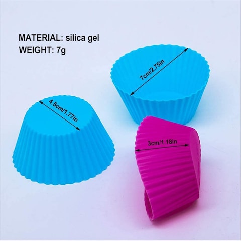 Generic Set Of 12 Pieces (1 Dozen) Round Shaped Silicon Cake Baking Molds Jelly Mold Silicon Cupcake Pan Muffin Cup