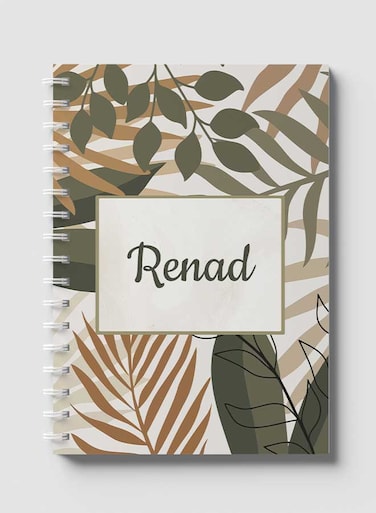 Lowha Spiral Notebook With 60 Sheets And Hard Paper Covers With English Name Renad Design, For Jotting Notes And Reminders, For Work, University, School