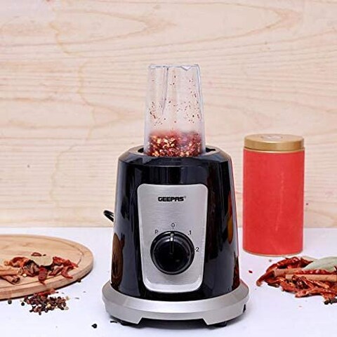 Geepas 550W 2In1 Multifunctional Blender | Stainless Steel Blades, 2 Speed Control With Pulse | 1.5L Jar, Interlock Protection | Ice Crusher, Chopper, Coffee Grinder &amp; Smoothie Maker