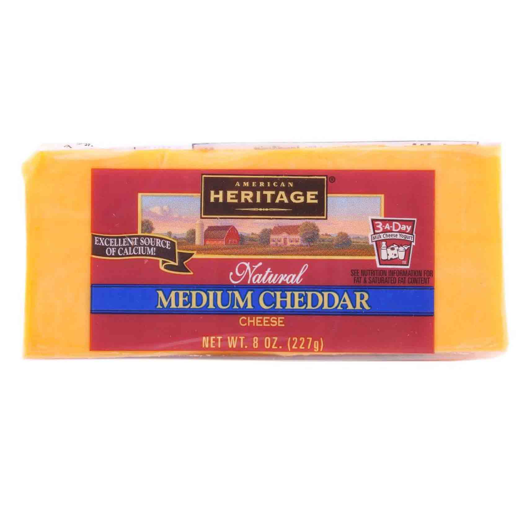 American Heritage Medium Cheddar Cheese 227 Gram