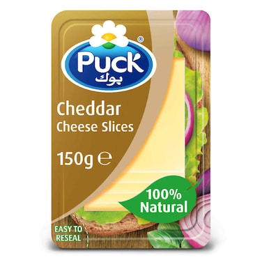 Puck Cheddar Natural Cheese Slices, 150g