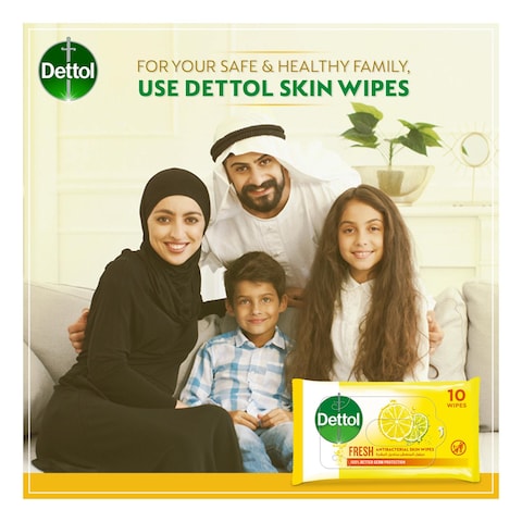 Dettol Anti Bacterial Fresh Skin 10 Wipes Pack of 5