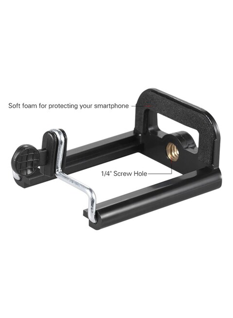 Generic - 2-Section Extendable Aluminum Alloy Mini Tabletop Tripod + Adjustable Phone Holder with 1/4&quot; Screw Mounts for 5.5-8.5cm Width Smartphones Black