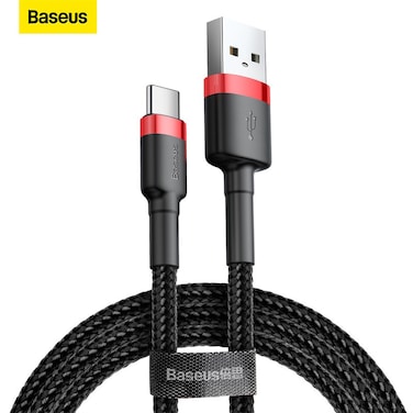 Baseus USB C Cable 2A Fast Charging Cable Nylon Braided Cafule Series - 2M USB Type C Charger Compatible for S21 S20 S9 Note 20 10 P30 P20 Lite Mate 20 Pro P20 LG G5 G6 Xiaomi Mi 11 Ultra  Black/Red