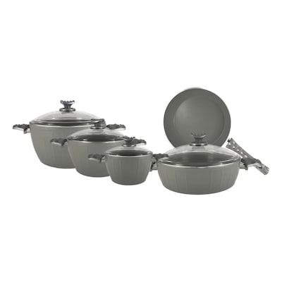Farah Ceramic Cookware Set Grey 9 PCS