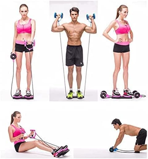 ULTIMAX Multi Revoflex Abdominal Multifunctional Abdominal Trainer Ab Wheel Roller Gym Fitness Exercises Equipment Pull Rope with Resistance Bands- Assorted Color