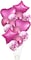 Party Time 14-Pieces Dark Pink Decoration Balloons Set with Heart and Star Foil Balloons, Chrome Balloons &amp; Confetti Balloons For Bridal Shower, Wedding, Birthday Party Decoration Supplies