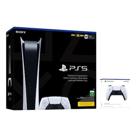 Sony PlayStation 5 Digital Edition Console With DualSense Wireless Controllers White