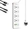 Power Extension Cord 17W with 4 AC Outlets and 4USB Outlets with 2M Extension cable and Surge Protection Power Strip