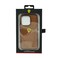 Ferrari Leather Case With Hot Stamped Sides Yellow Shield Logo For Iphone 14 Pro Camel