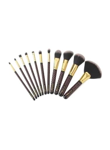 Aliver 11-Piece Dot Collection Multi Use Brush Set With Storage Case, Pink/Black