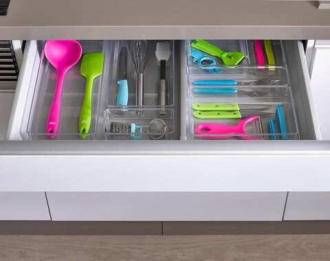 Plastic Forte Transparent Kitchen Drawer Organizer, Cutlery Tray, No. 3