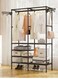 2-Tier Garment Rack Shelf Organizer with 2-Floor Hanger &amp; Hooks.Multifunctional Clothing Wardrobe and Shoe Storage Organizer Freestanding Coat Iron stand (Black)