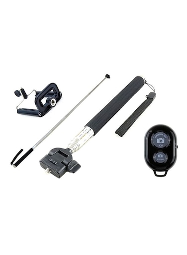 Generic - Selfie Stick Monopod With Bluetooth Shutter Remote Black