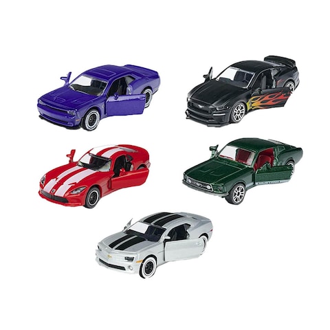 Buy Majorette American Muscle Cars Multicolour Pack of 5 in UAE