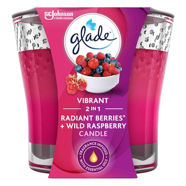 Glade 2in1 Radiant Berries &amp; Wild Raspberry Scented Candle 3.4Oz