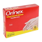 Buy Orinex vinyl gloves powder free m 28/20 in Saudi Arabia