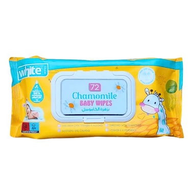White Baby Wipes with Chamomile - 72 Wipes
