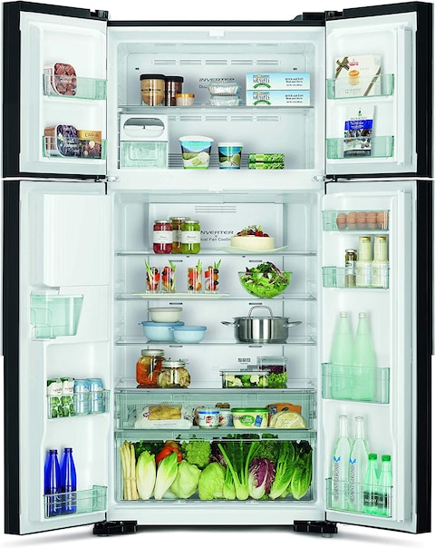 Hitachi 540L Net Capacity Inverter Compressor French Door Refrigerator Glass, Red, RW760PUK7GRD