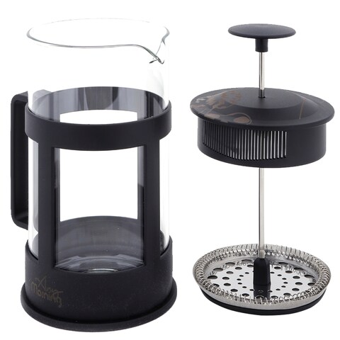 Any Morning French Press Coffee and Tea Maker, Borosilicate Glass Coffee Press, Stainless Steel Filter, Durable and Heat Resistant, Black (1000 ml, 33.8 oz, 4 Cup)