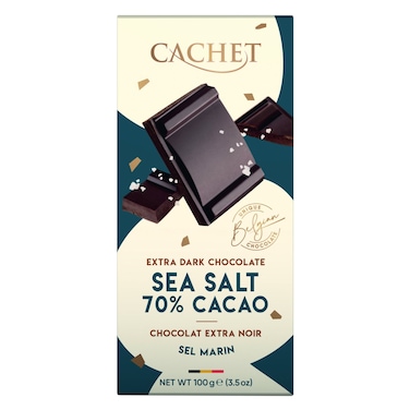 Cachet Sea Salt 70 Cocoa Extra Dark Chocolate Bar 100G