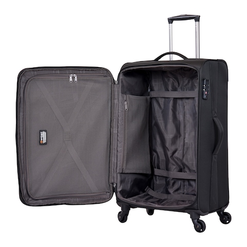 Eminent 4 Wheel Soft Casing Expandable Recycled Cabin Luggage Trolley 55cm Black&nbsp;V6101