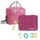 Eazy Kids 6 &amp; 4 Convertible Bento Lunch Box w/ Lunch Bag and Spoon Fork Set - Glitter Pink