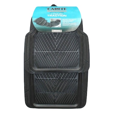 Carfit Traction Rubber Car Floor Mat Set 4 Piece Black