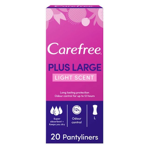 Carefree Plus Large Panty Liners - 20 Pieces
