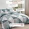 Luna Home-Queen size 6 pieces bedding set, Simply geometric print, green with grey.