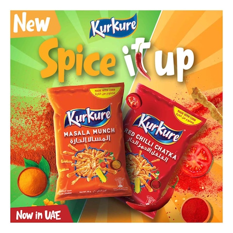 Kurkure Puffcorn Chilli Chatka Flavour Puffed Corn Snacks 90g