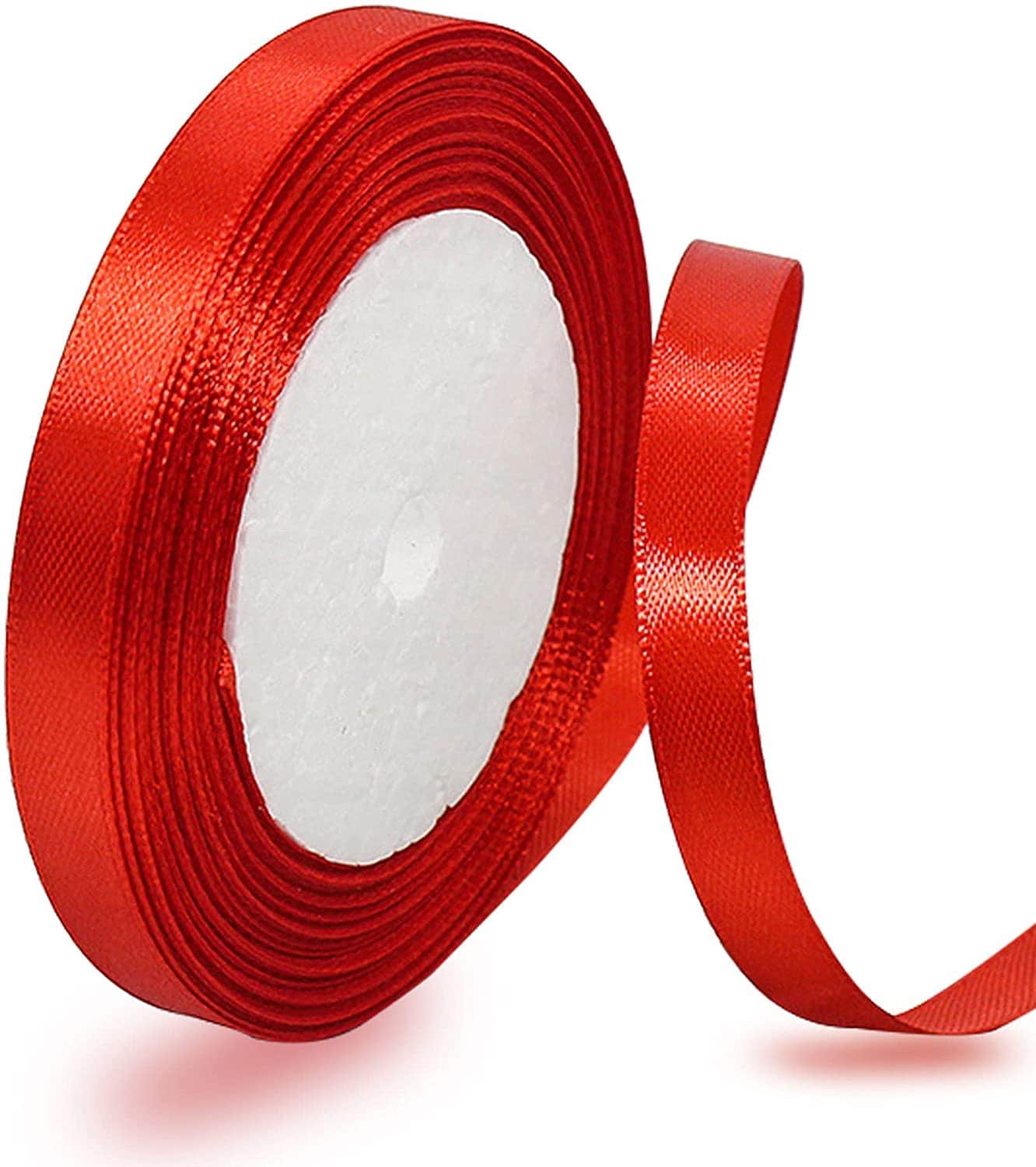 Buy Red Satin Ribbon, 12mm x 25yd Double Faced Polyester Ribbon for ...