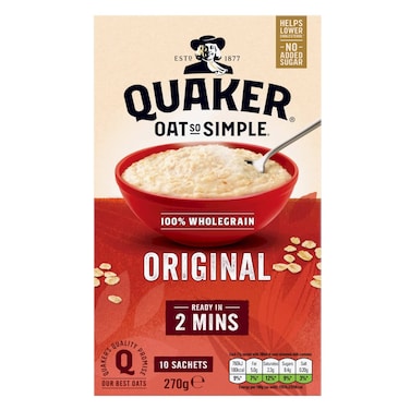 Quaker Oat So Simple 100% Wholegrain Original Porridge 270g
