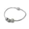 AIWANTO Pandora Style Beads Bracelet | European Style Stainless Steel Snake Chain Charm Bracelet with Snap Clasp for Women Ladies