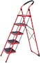 5 Step House Steel Ladder Multi-function Staircase Red Color With Wide Pedal Step Stool