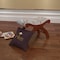 Premium Teak Wood Stool/Foot Rest in Fabric Honey Finsih