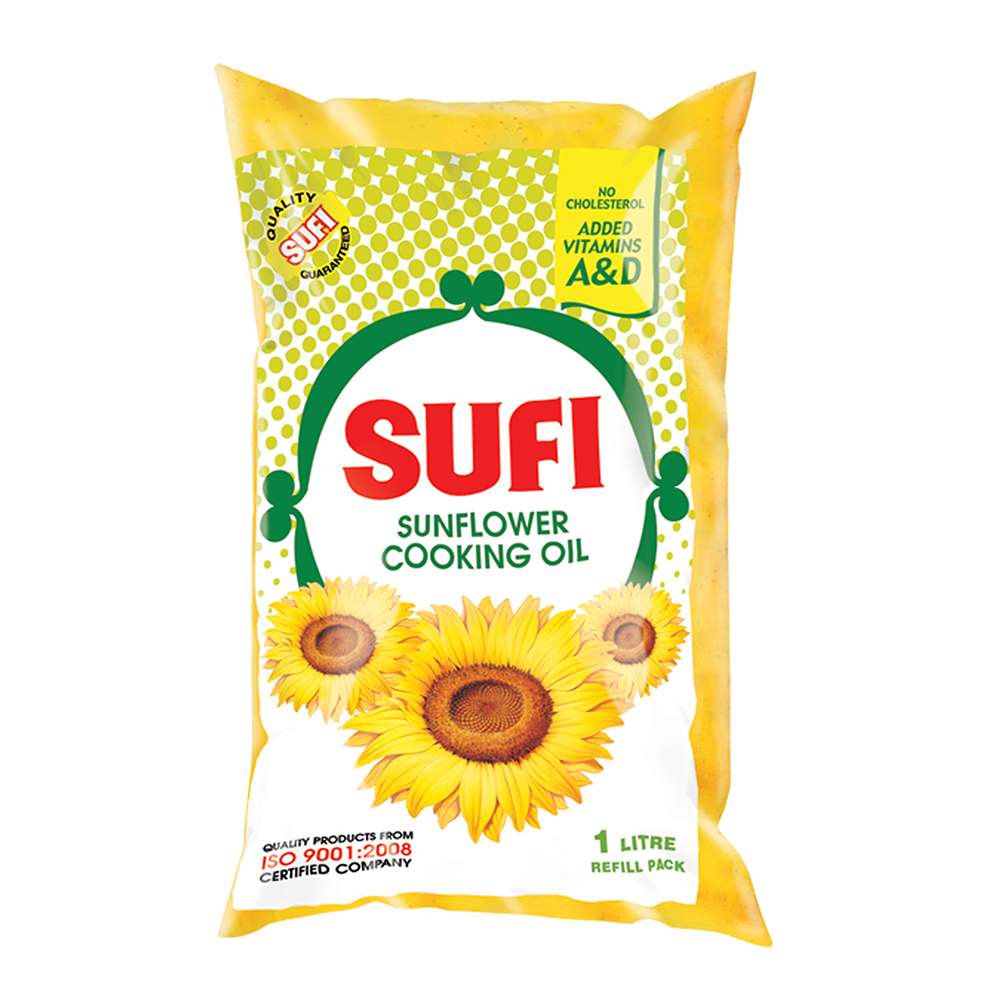 Sufi Sun Flower Cooking Oil Pouch 1 lt