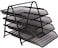 Generic Hi-Range A4 Metal Tray Office Desk Organiser Paper Office Mesh Document Basket File Paper Tray Letter Organiser Holder Desktop Accessories-4 Tires