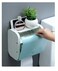 Vsell24&trade; Wall Mounted Self Adhesive Waterproof Tissue Paper Roll Dispenser Toilet Paper Napkin Holder Storage Box Compatible with Roll Paper Tissue Paper for Bathroom Kitchen Living Room Light Blue