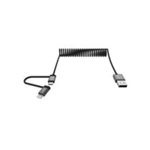 Gosh LYNK CABLE 2 in I , 1.2 Meter,Charge and  sync coiled cable with Lightning and Micro USB.
