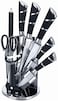 DESSINI - 9 Pcs Kitchen Knife Set With 360&deg; Rotating Acrylic Stand - Black - 24 cm