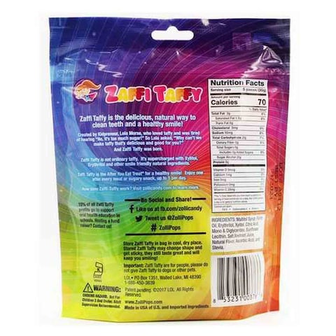 Zollipops Zaffi Taffy Clean Teeth Taffy Candy 85g