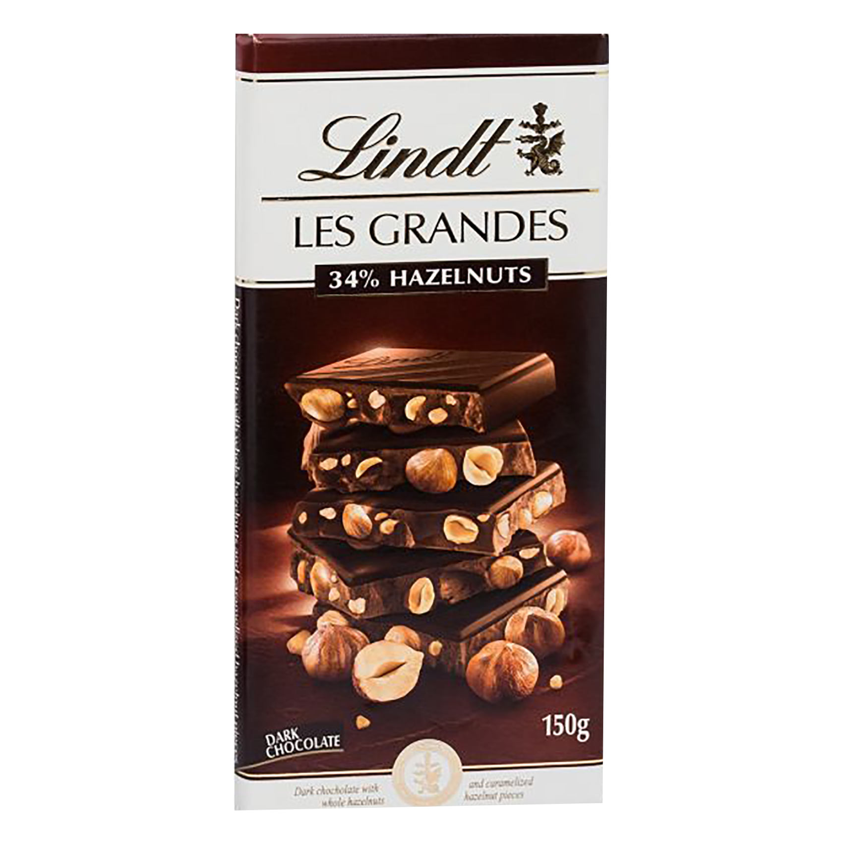 ليندت ليه غرانديس شوكولاته داكنة بنسبة 34% من البندق 150 غرام.