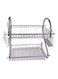 Generic 2-Tier Dish Drying Rack With Drain Board Silver/White