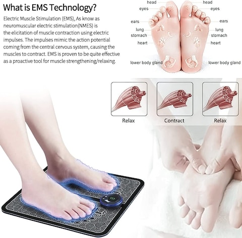 Generic EMS Electric Foot Massager, Massage Mat Pain Relief Foot Pad, Folding Portable Massage Foot Mat USB Rechargeable