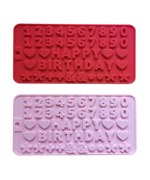 Silicone Chocolate Molds,Silicone Letter Mold and Number Chocolate Molds with Happy Birthday Cake Decorations Symbols