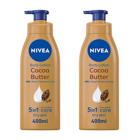 NIVEA Body Lotion Moisturizer Cocoa Butter Vitamin E 400ml Pack of 2